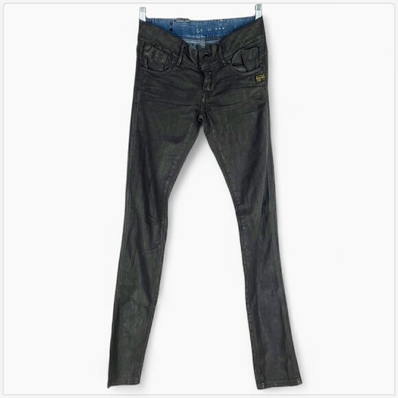 G-Star Jeans Fender Skinny Concrete Wash Gray Coated Wax Stretch NWT New Size 25 - Picture 2 of 7